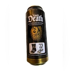Liquid Death Sparkling Water Crew Socks in a Can Novelty Fun Gag Gift RARE NEW